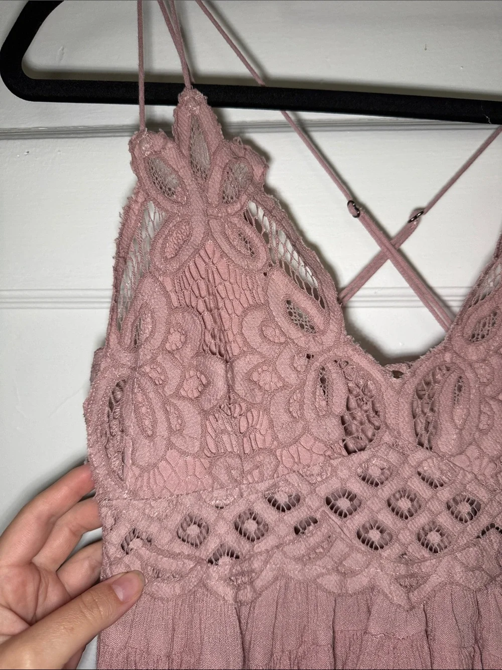 Free People Dusty Mauve Crochet Lace Cropped Tank - Picture 3 of 10